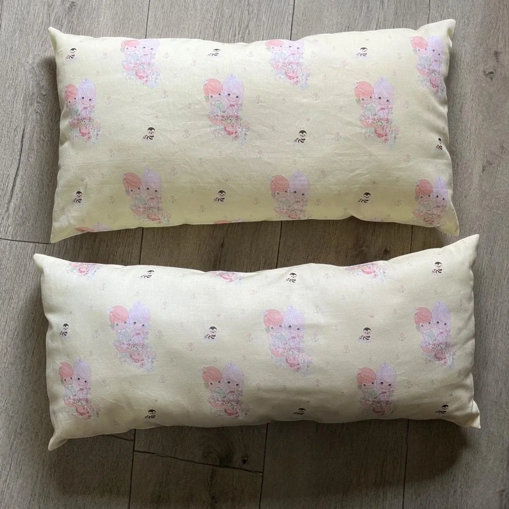 Precious Moments Doll Bees Nursery Throw‎ Pillows Set 2 Yellow Baby Girl Cottage